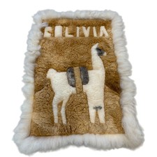 Bolivia Llama Design Handmade Wool Fur Wall H...