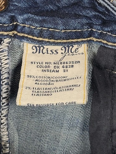 Miss Me Jeans Damen 26 Blau Waschung Skinny Pattentaschen Low Rise Distressed Denim - Bild 6 von 12