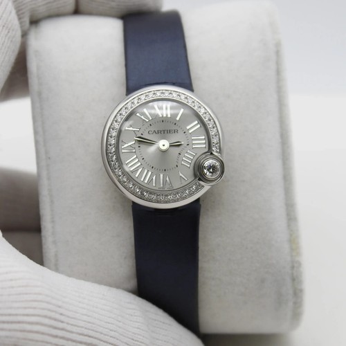 Orologio Cartier Ballon Blanc De Cartier 26 mm diamanti quadrante argento quarzo W4BL0002 - Foto 2 di 10