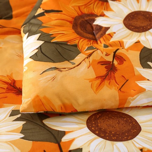 3-teiliges orangefarbenes Bettdecken-Set, orange Blumengröße Bettdecken-Set volle Sonnenblume - Bild 8 von 8