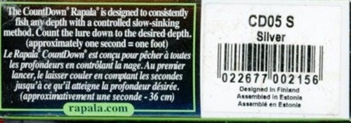 RAPALA COUNTDOWN AFFONDAMENTO CD-05 ARGENTO ESCA CORPO 2" - Foto 2 di 2
