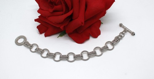 Sterling Silver Judith Ripka Sparkling toggle 36.54g Bracelet CAT RESCUE