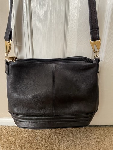 TIGNANELLO Crossbody Shoulder Bag Purse Black Leather Zip Closure *a Few Stains* - Picture 3 of 18