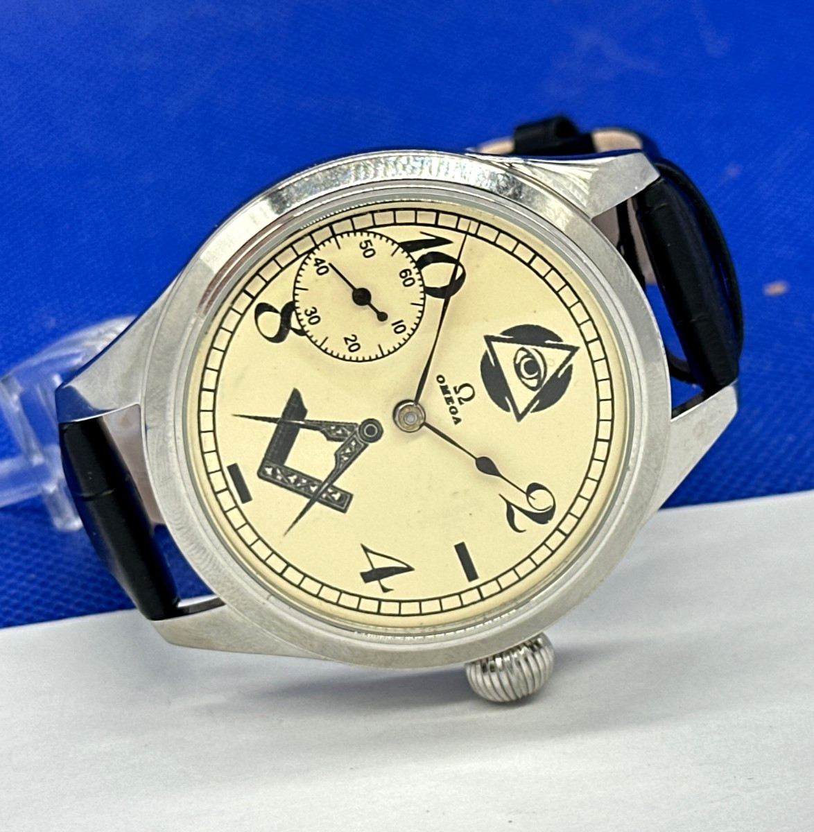 Omega Vintage Wrist Watch Mechanical Masonic Style Marriage Swiss Steel Case