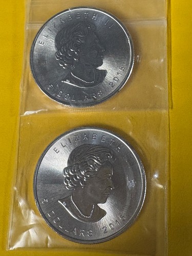 2015 Silver Canada Maple Leaf Coin .9999 1oz Lot of 2 Coins “2oz”