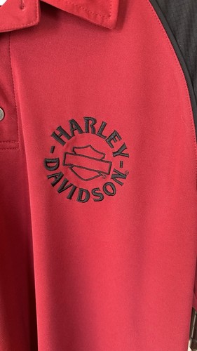 Harley Davidson Mens Lg Red Short Sleeve Motorcycle Polo Shirt  - Picture 4 of 6