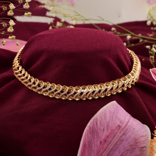 3.10 Ct H Color SI Clarity Pave Round Diamond Choker Necklace 18k Yellow Gold - Picture 5 of 12