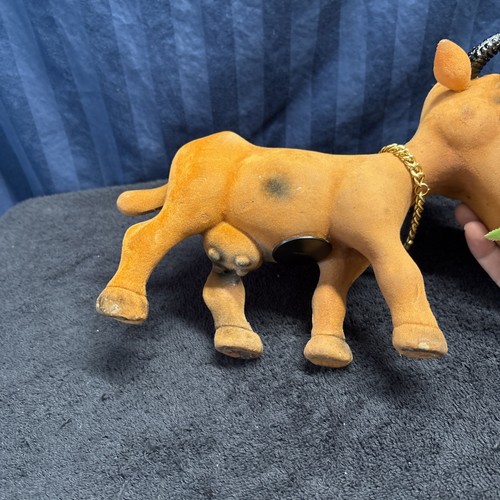 VTG 60s 70s Flocked Brown Ferdinand the Bull Bank Made In Hong Kong W2 - Picture 7 of 16