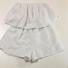 Womens White Short Romper Size Medium Vacation Lined