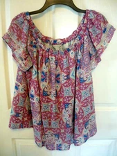 Ladies Large  Blouse Top, Light Elastic Neckline by Belle &Sky