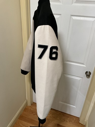 Giacca Abercrombie Fitch Brooklyn NY Varsity Letterman taglia Large nera e crema - Foto 2 di 10