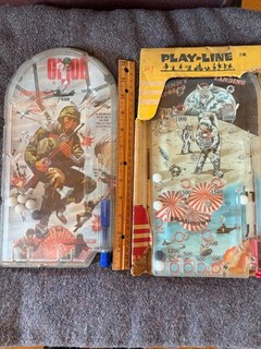 lot of 2 vintage handheld plastic pinball game Johnny Apollo Moon Landing G I Jo