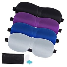 4-Pack Eye Masks for Sleep with Adjustable Strap Black blue purple gray