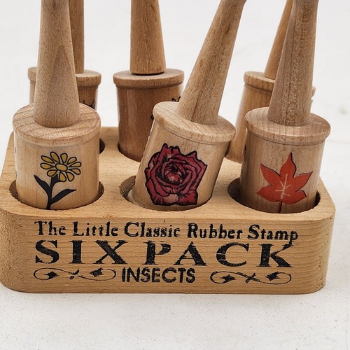 Little Classic Rubber Stamp Set 6 Piece Insects & Flowers Mixed Vintage Craft - Picture 5 of 11