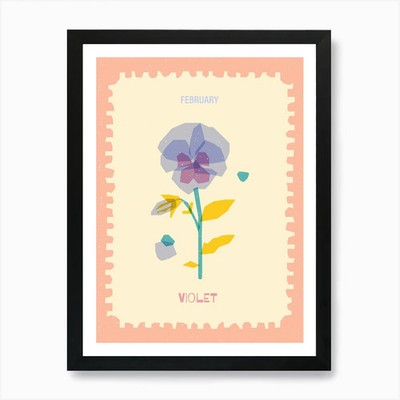 Februar Geburtsmonat Blume violett A gerahmtes Wandbild Poster Leinwanddruck Bild
