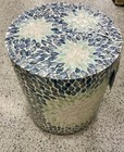 30 In Mosiac Blue Flower Tile End Table Indoor/outdoor