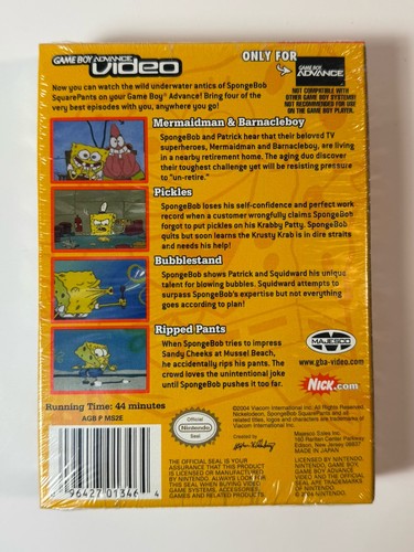 SpongeBob SquarePants Volume 2 Gameboy Advance Video - New Factory Sealed - Rare - Picture 2 of 6