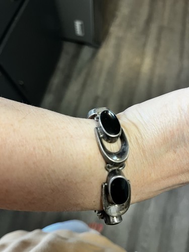 Pulsera de cadena de ónix negro vintage de plata de ley 925 de México - Imagen 3 de 24