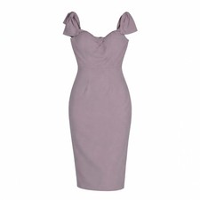 Maniju Sweetheart Dusty Lilac Bow Strap Sheath Dress Womens Small Cocktail Party