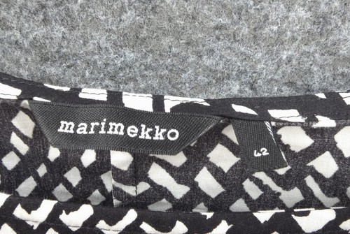 Vestido Marimekko Shift Mujer EU 34 Manga 3/4 Midi Negro Geo Diseñador Algodón - Imagen 10 de 16