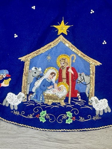 Vintage Bucilla komplett Krippe Filz Applikation Weihnachtsbaum Rock bestickt - Bild 3 von 7