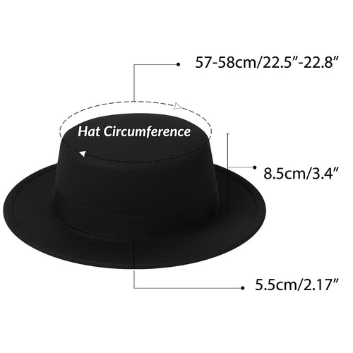 Classic Fedora Hat Flat Top Hat Felt Pork Pie Hat Wide Brim Church Derby Cap ... - Picture 2 of 6