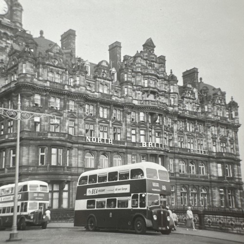 VINTAGE PHOTO 1950s Edinburgh North British Hotel Double-Decker Bus ORIGINAL