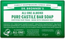 Dr Bronner's 3-in-1 Almond Pure Castile Bar Soap, Made with 140 g (Pack of 1) 