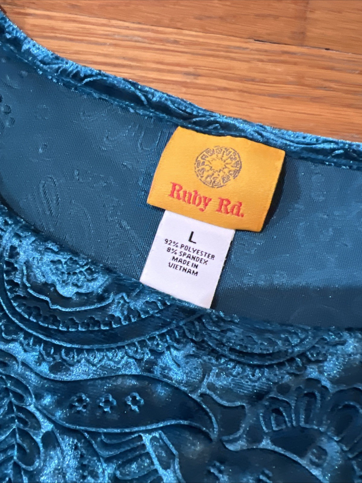Ruby Rd Jacket Womans Large Turquoise Velvet Velo… - image 3