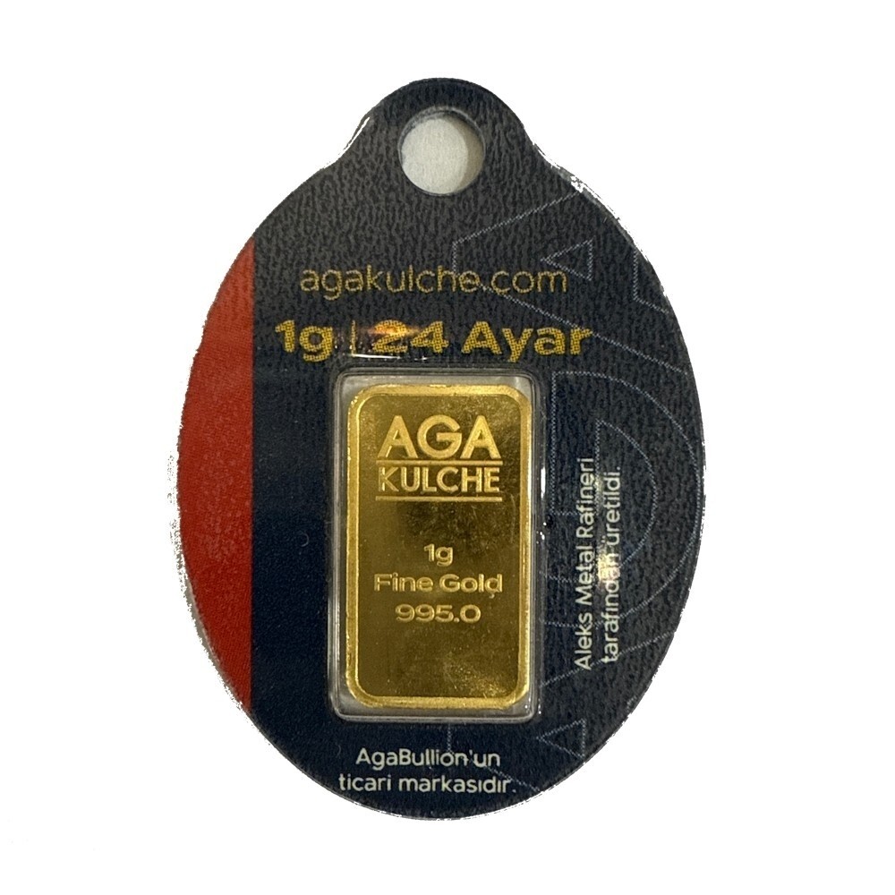 AgaBullion 1 g .995 Fine Gold Bar 1 Gram - Keychain In Assay Card