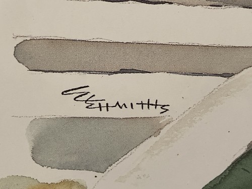 Set 3 Griechische Insel-Aquarellmalereien signiert SCHMITTS Mittelmeerdorf - Bild 7 von 7