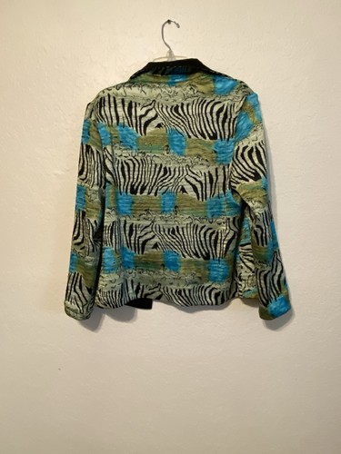 Women's Mixed Animal Print Open Jacket Blazer Zebra Artsy Mob Wife Chic Classy - Picture 2 of 3