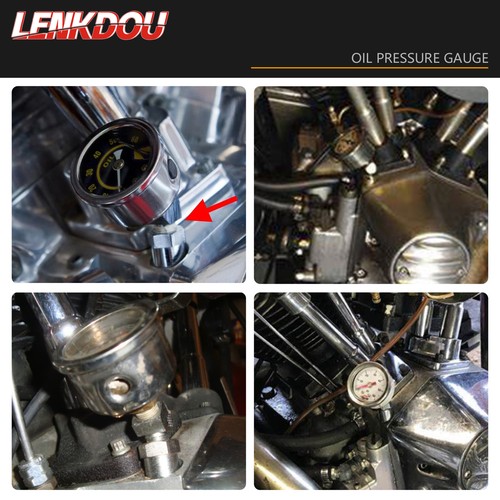 Manómetro de presión de aceite y accesorios adaptadores para Harley Shovelhead Big Twin EVO 1970-99 - Imagen 3 de 10