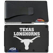Texas Longhorns Engraved Titanium Black RFID Blocking Wallet Gift D7