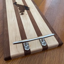 Southview Millworks wood cutting board Michigan State with handle