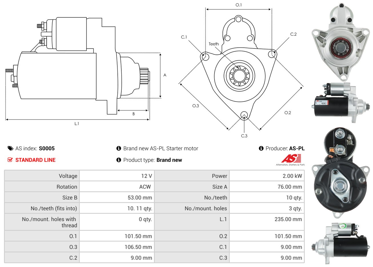 STARTER S0005 FOR VW CARAVELLE/EUROVAN/IV/Bus/TRANSPORTER/Mk SEAT IBIZA/II 2.0L - Image 13