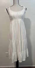 American Eagle White Tiered Midi Dress with Tie Straps Small NWT Summer Casual