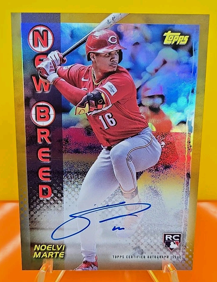 2024 Topps Archives Noelvi Marte New Breed Gold Foil Rookie Auto /50 RC Cin Reds