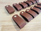 Brown Thick  Pu Faux Leather drawer handles cabinet pulls Leather knob  X 12