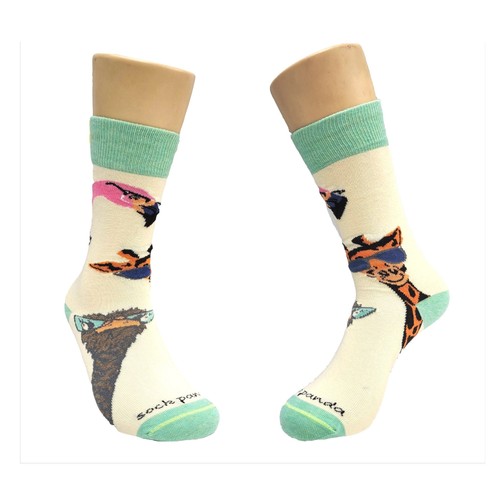 Long Necked Animals Wearing Glasses Socks from the Sock Panda (Adult Small) - Picture 3 of 6