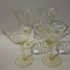 Yellow Block Optic Wine Glasses / Champagne Style Depression Glasses, Set of 4