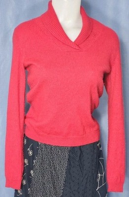 Privé Sweater Adult Size Small Red Cashmere V-Neck Fold Down Collar Women *READ*