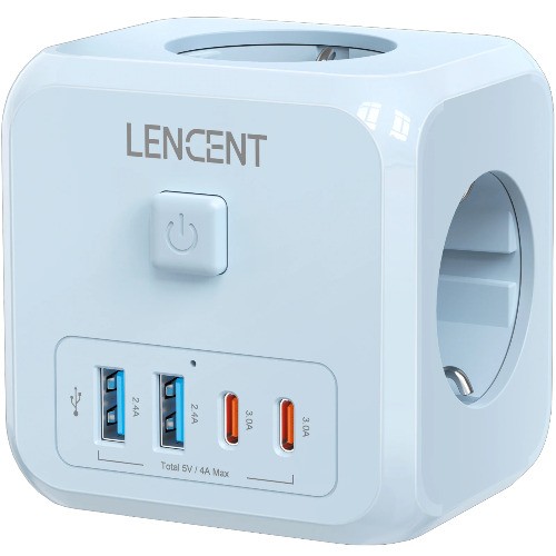Presa EU con 3 porte di ricarica AC+ 3 USB + 1 tipo C 5 V 2,4 A - Foto 7 di 12