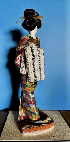 Japanese Vintage OYAMA doll KIMONO GEISHA MAIKO SHAMISEN H42cm SHOIWA retro - Picture 4 of 6