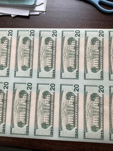 Uncut 20 Dollar 16 Sheet Note 2009 - Picture 10 of 14