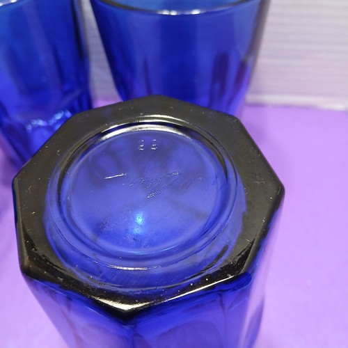 Juego De Colección De 4 Vasos Libby Crisa Azul Cobalto 8 Paneles 12 Onzas - Imagen 4 de 5