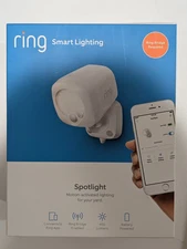 Ring Battery-Powered Smart Motion Activated LED Spotlight. White. New Sealed