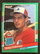 1991 Donruss Greg Colbrunn Baseball Rated Rookie Card #425 Expos Catcher VG O/C. rookie card picture