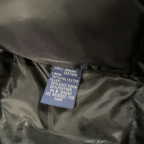 Vintage Phat Farm XL Daunen Gefüllt Leder Zip Jacke Fell Gefüttert Fell Kapuze Y2K - Bild 6 von 11