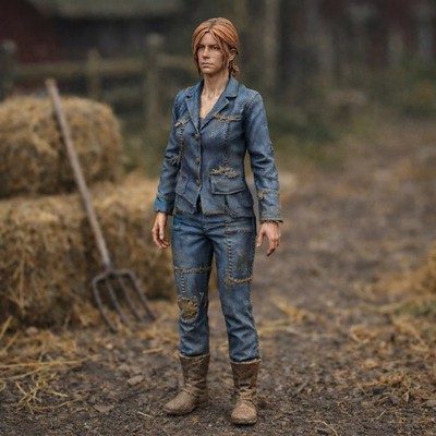 Farmhand in Distressed Denim Utility Wear | Scale Resin Farm Diorama Figur